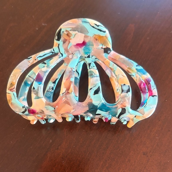 Anthropologie Accessories - Anthropologie Multicolor Pastel Acrylic Hair Claw - Teal, Tan,Pink, Peach, Black
